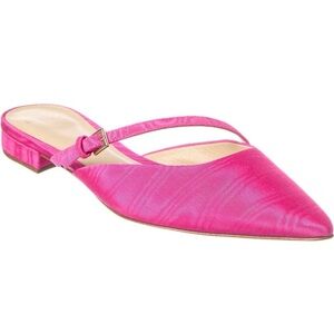 Alexandre Birman Pink Satin Slingback Pointed Toe Flats 38 Wedding Guest Shoes